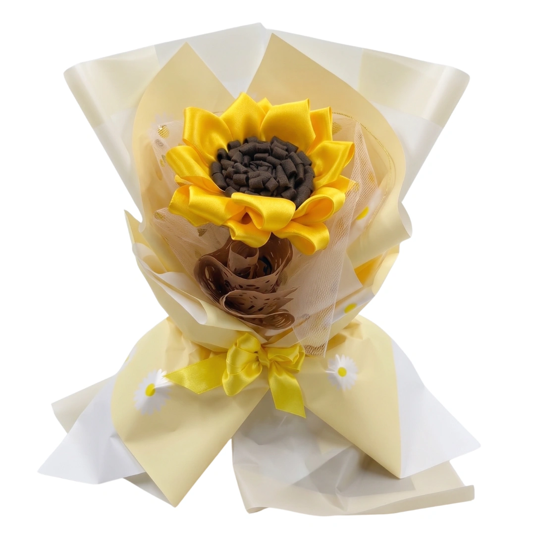 Arreglo de 1 girasol eterno de raso 